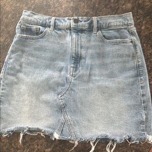 Denim Distressed Mini Skirt